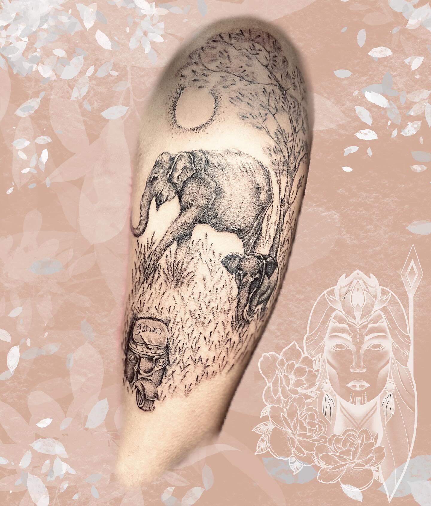 tatouage d'éléphants avec son petit– Inkaat